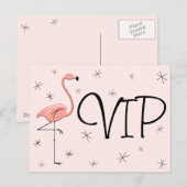 Carte postale Flamant rose rose "VIP" (Devant / Derrière)
