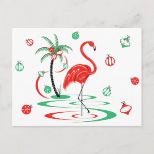 Carte postale Flamant rose rouge Baubles