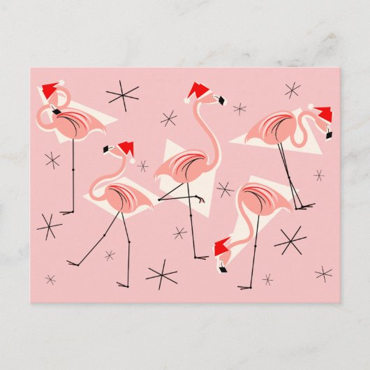 Carte postale Flamant rose Santas rose (Devant)