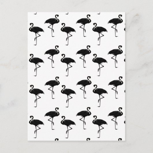 Carte Postale Flamant rose Silhouettes Motif noir blanc (Devant)