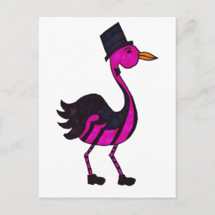 Carte Postale Flamant rose Top Hat et Tails