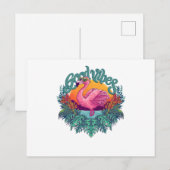 Carte Postale Flamant rose tropical (Devant / Derrière)