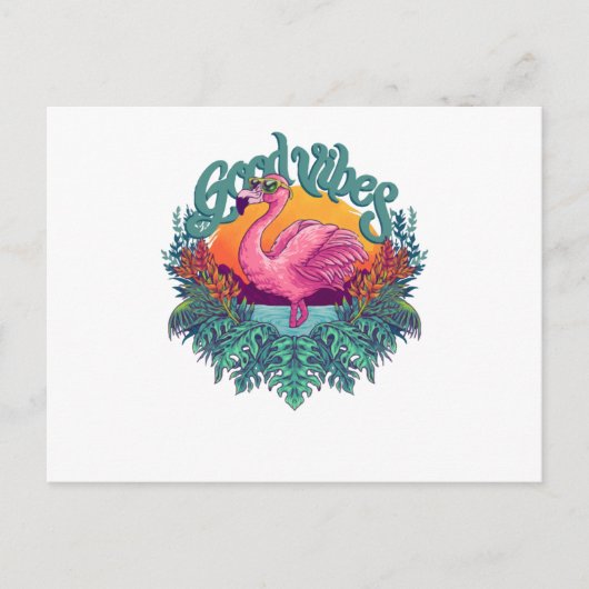 Carte Postale Flamant rose tropical (Devant)