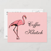 Carte postale Flamant rose Vintage café Invitation (Devant / Derrière)