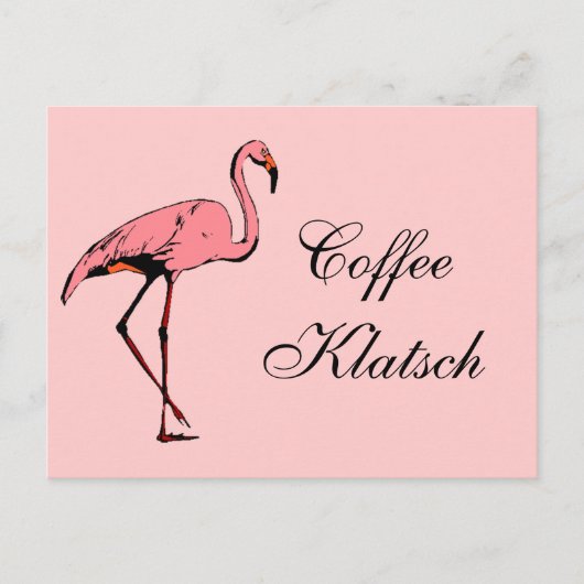 Carte postale Flamant rose Vintage café Invitation (Devant)