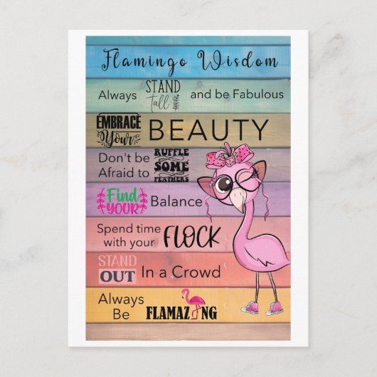 Carte postale Flamant rose WISDOM (Devant)