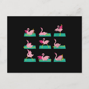 Carte Postale Flamant rose Yoga Poses Méditation Exercice d'entr
