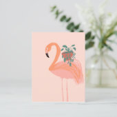 Carte Postale Flamant tropical avec plante en pot dessinée à la (Debout devant)