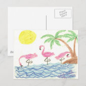 Carte Postale Flamants dans l'eau (Devant / Derrière)