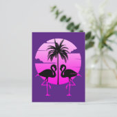 Carte Postale Flamants Oiseaux Silhouette Rose (Debout devant)