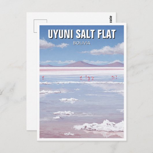 Carte Postale Flamants roses à Salt Flat Salar De Uyuni (Devant / Derrière)