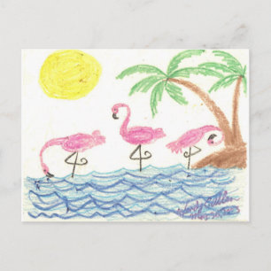 Carte Postale Flamants roses d'écharpe