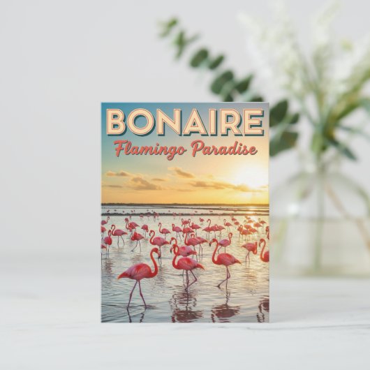 Carte Postale Flamants roses en Bonaire Pays-Bas Caraïbes (Debout devant)