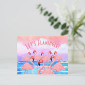 Carte Postale Flamants roses en parade (Debout devant)