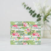 Carte Postale Flamants roses Et Rayures 2 (Debout devant)