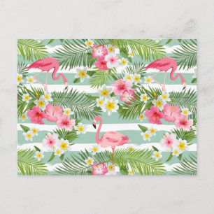 Carte Postale Flamants roses Et Rayures 2