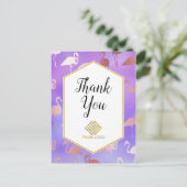Carte Postale Flamants roses et violets Merci Logo Entreprise (Debout devant)