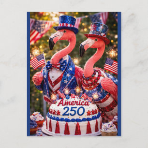 Carte Postale Flamants roses Joyeux 250e anniversaire Amérique 4