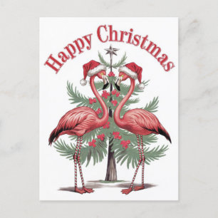 Carte Postale Flamants roses Joyeux Noël été