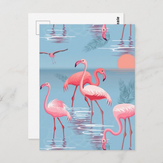 CARTE POSTALE FLAMANTS ROSES MOTIF 1 (Devant / Derrière)