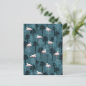 Carte Postale Flamants roses Pastel En Turquoise (Debout devant)