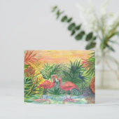 Carte Postale Flamants roses roses Floride Art (Debout devant)