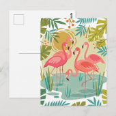 CARTE POSTALE FLAMANTS ROSES SE TENANT ENSEMBLE (Devant / Derrière)