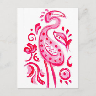 Carte Postale Flamigo rose funky Motif