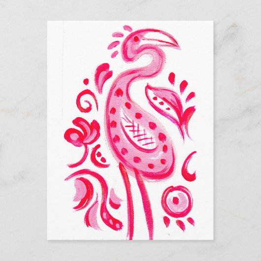 Carte Postale Flamigo rose funky Motif (Devant)