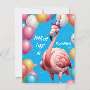 Carte Postale Flamingle & Festin – Anniversaire de Flamant Drôle