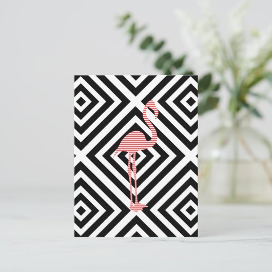 Carte Postale Flamingo - abstract geometric pattern - rose. (Debout devant)