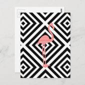 Carte Postale Flamingo - abstract geometric pattern - rose. (Devant / Derrière)