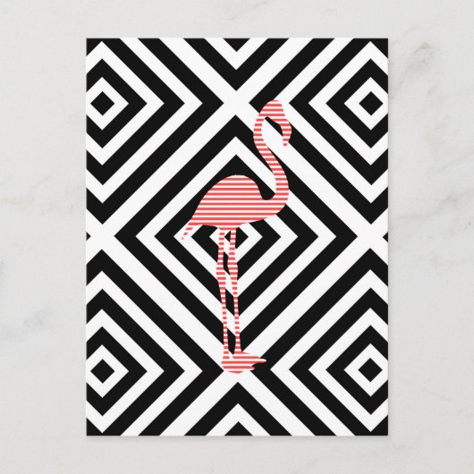 Carte Postale Flamingo - abstract geometric pattern - rose. (Devant)