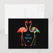 Carte Postale Flamingo | Accepte Comprends Aime l'Autisme Flamin (Devant / Derrière)