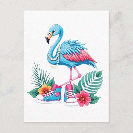 Carte Postale Flamingo Chucks et Perles Virgule La Harris 2024 (Devant)