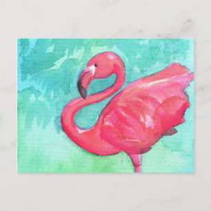 Carte postale flamingo colorée