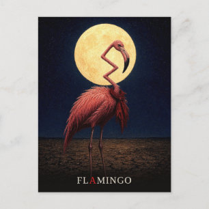 Carte Postale Flamingo Cravate gothique Surréaliste