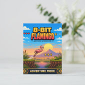 Carte Postale Flamingo, Pixel Art 8 Bits Rétro (Debout devant)