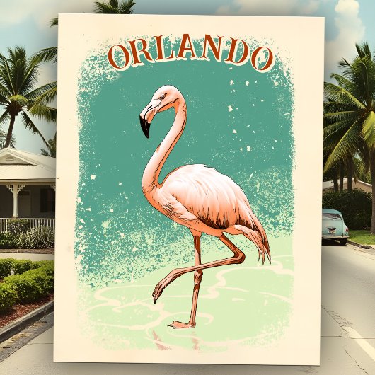 Carte Postale Flamingo Rose Rétro Souvenir de Vacances en Florid