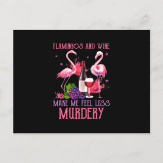 Carte Postale Flamingos And Wine