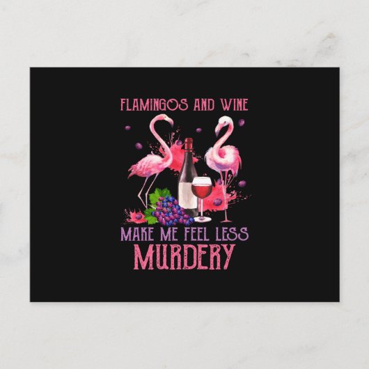 Carte Postale Flamingos And Wine (Devant)