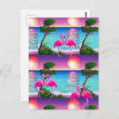 Carte Postale Flamingos Soleil (Devant / Derrière)