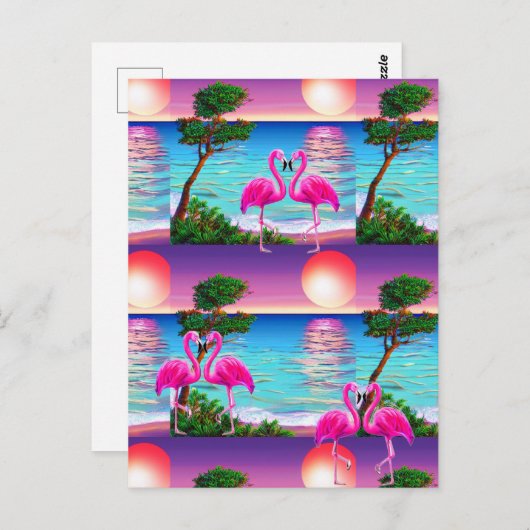 Carte Postale Flamingos Soleil (Devant / Derrière)