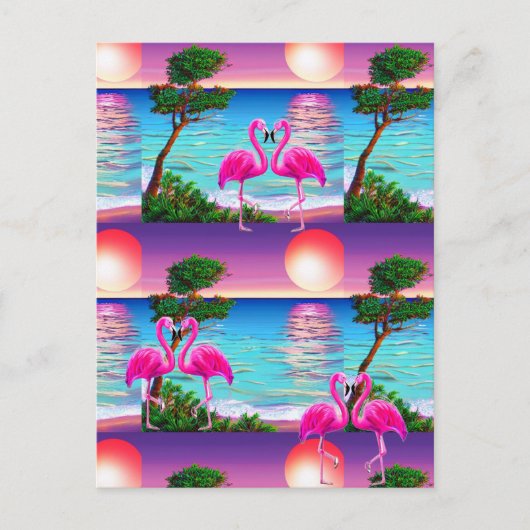 Carte Postale Flamingos Soleil (Devant)