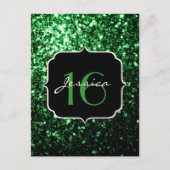 Carte Postale Flamme de parties scintillant vert foncé brille do (Devant)