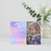 Carte Postale Flamme grise Whimsical Sparkly Mermaid Anniversair (Debout devant)