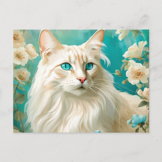 Carte Postale Flamme Lynx Point Siamese Portrait Art (Devant)
