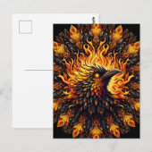 Carte Postale Flamme Phoenix Circulaire Graphique (Devant / Derrière)