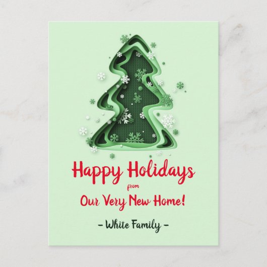 Carte Postale Flammes De Neige D'Arbre De Noël Nous Avons Déména (Devant)