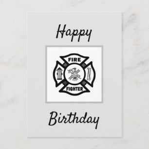 Carte Postale Flammes de pompiers Joyeux anniversaire